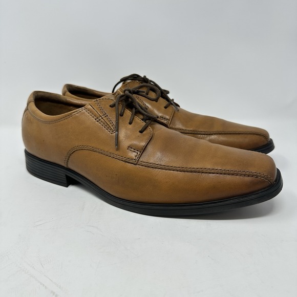 Clarks Other - Clarks Tilden Walk Men's Size 11.5 W Dark Tan Leather Lace Up Oxford Shoes